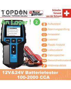 TOPDON BT200 12V 24V Testeur de batterie de voiture Digital Automotive Diagnostic Analyseur de batterie outil pour démarrer le scanner du véhicule