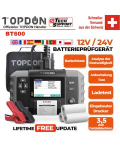 TOPDON BT600 12V/24V battery tester car charging & starting system analyzer printer battery test car battery tool