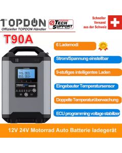 Topdon Tonardo90000 T90A 12V 24V Chargeur de batterie au plomb pour voiture